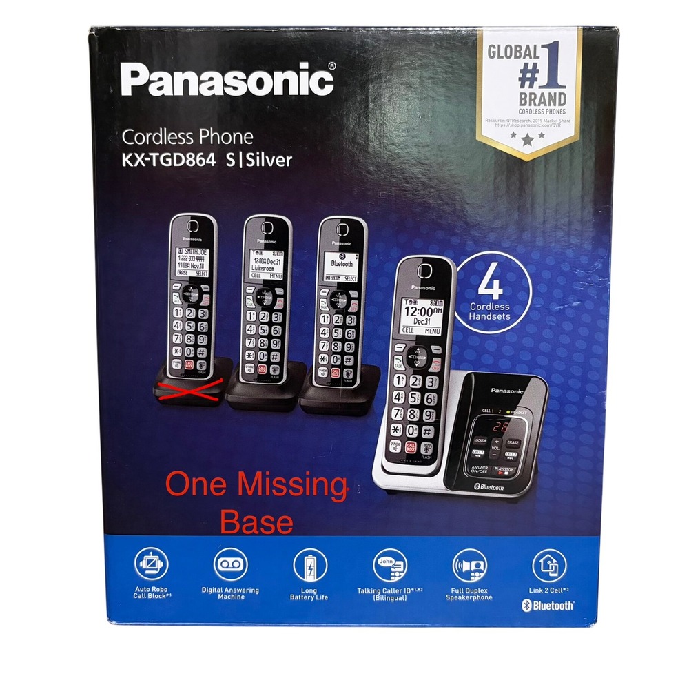 Panasonic KX-TGD864 Bluetooth Cordless Phone System 4 Handsets Answering Machine